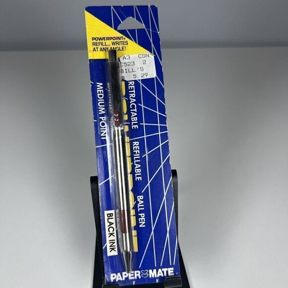 New 1988 Papermate Powerpoint Ball Pen Retractable Refillable Chrome & Red Japan - Picture 2 of 8